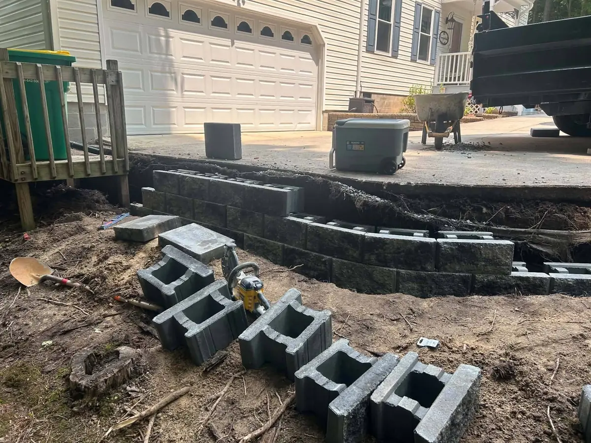 Driveway retaining wall project, photo 17 of 20