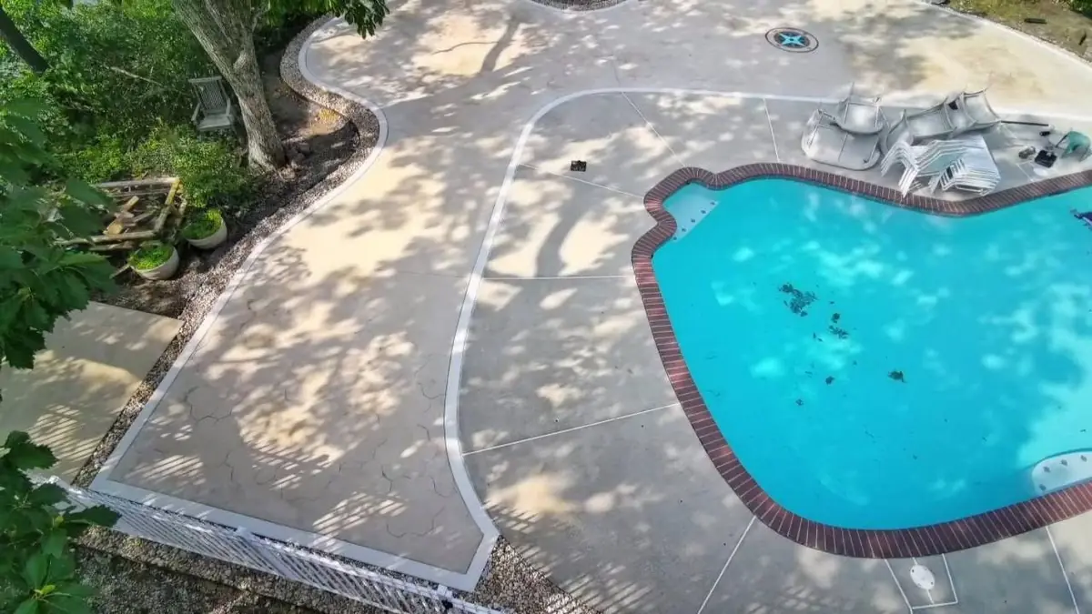 Completed decorative concrete pool deck, photo 2 of 26