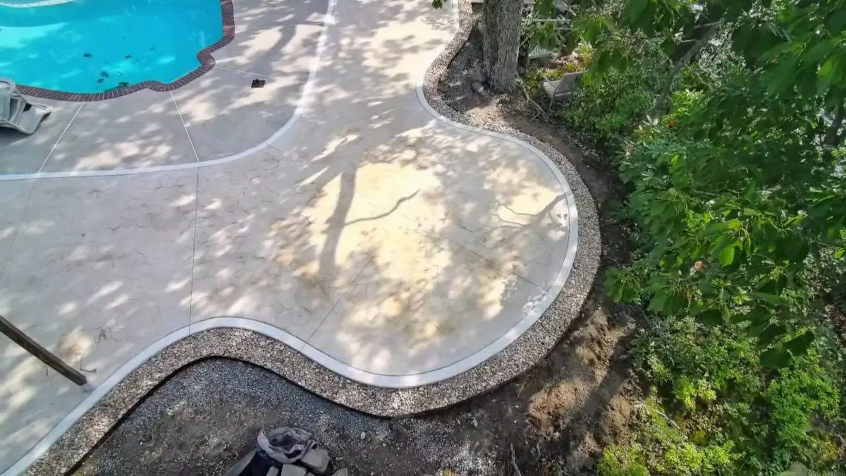 Completed decorative concrete pool deck, photo 4 of 26