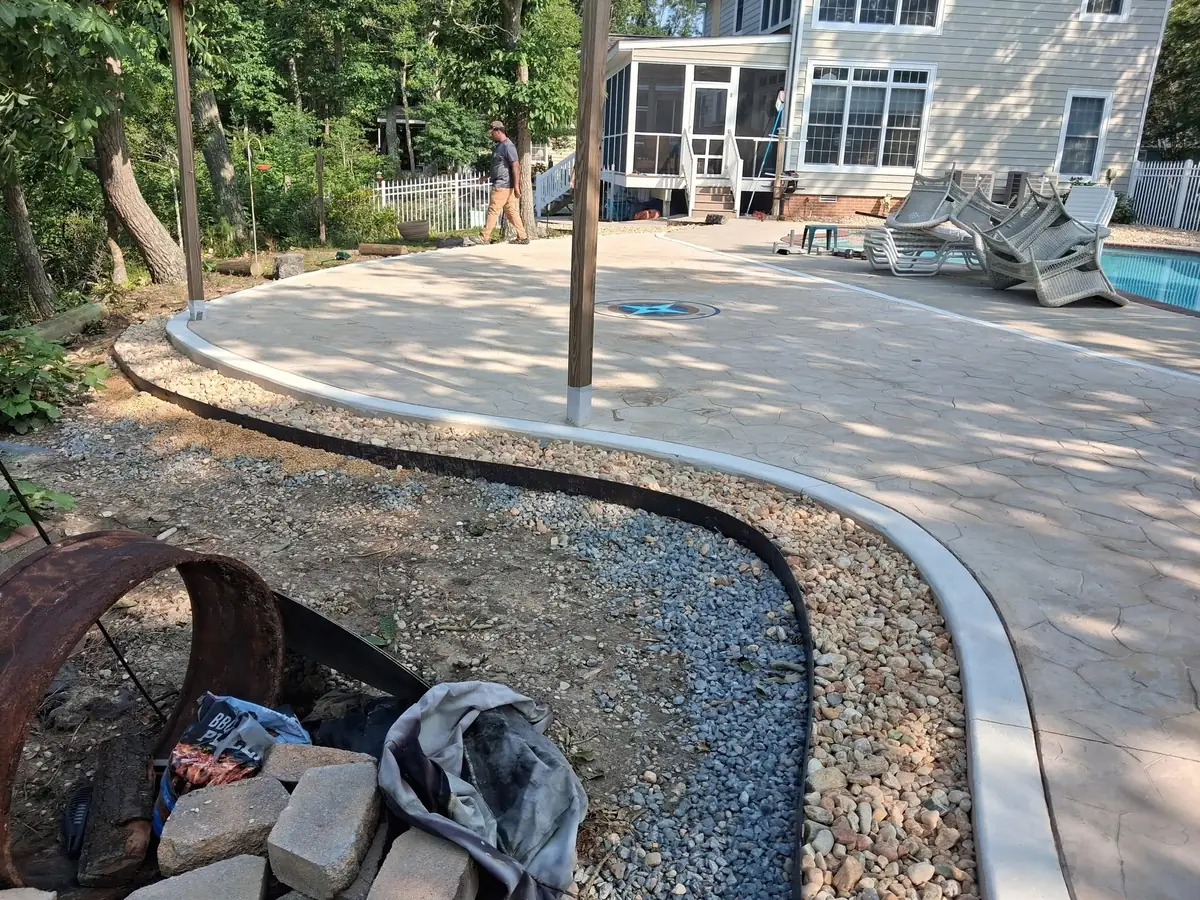Completed decorative concrete pool deck, photo 16 of 26