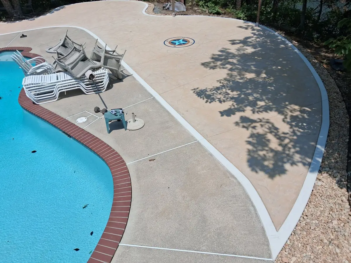 Completed decorative concrete pool deck, photo 22 of 26