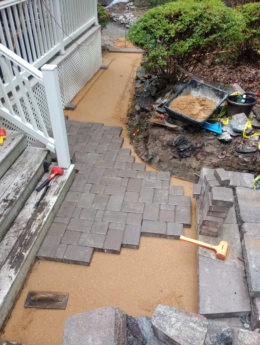 Brick and paver walkway rebuild, photo 5 of 18